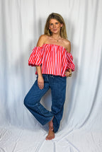MILA Blouse - Cherry Stripe