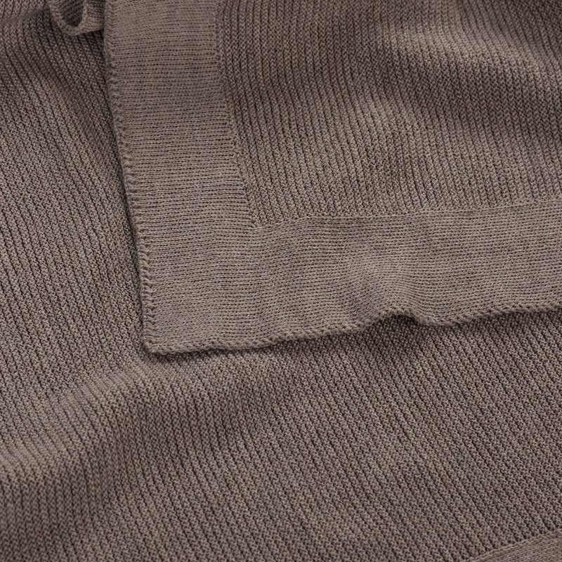 Babydecke gestrickt - 70x100cm - Merinowolle - Taupe